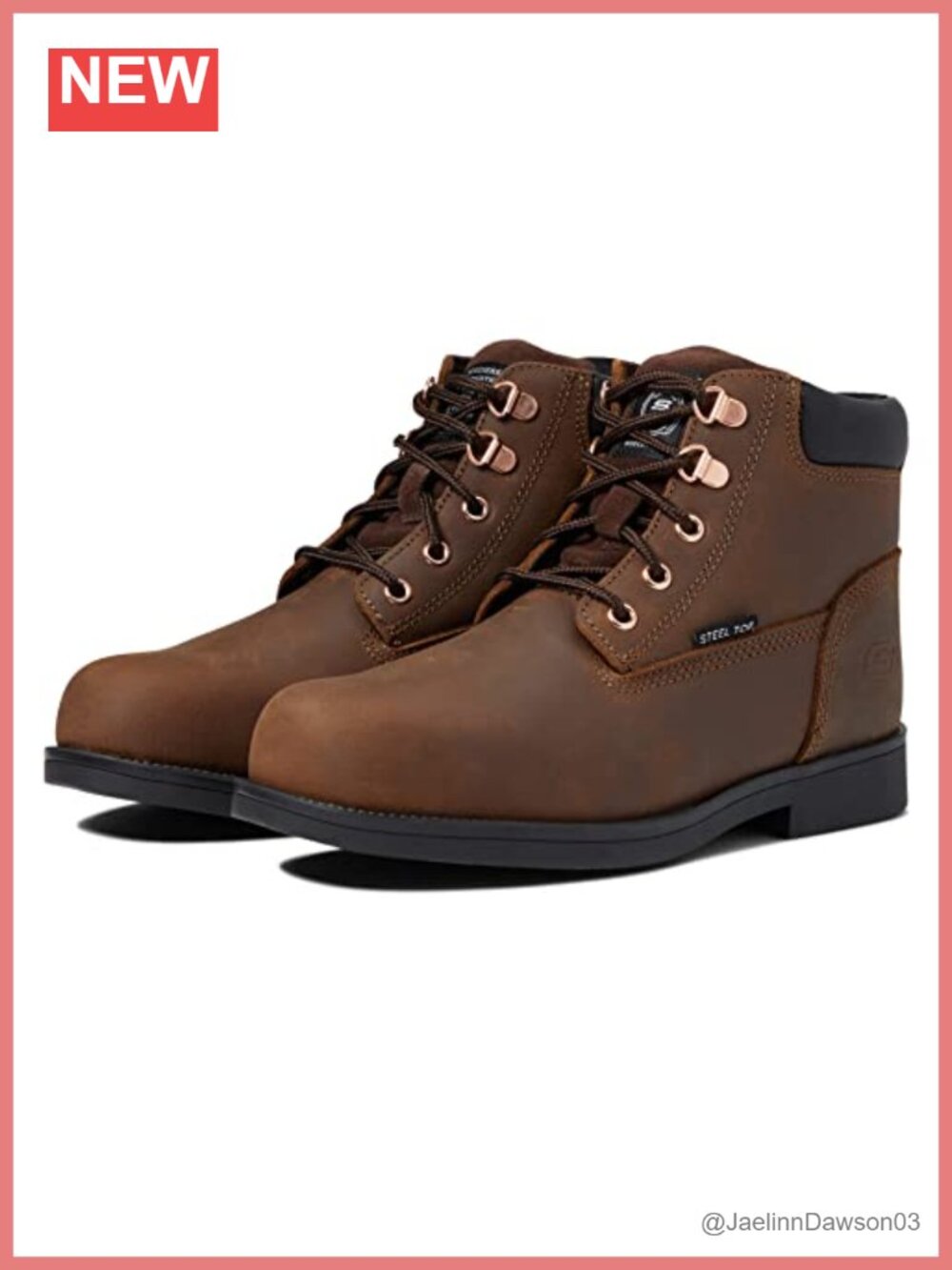 Leather Slip-Resistant Work Boot Steel Toe Memory Foam Ankle-High